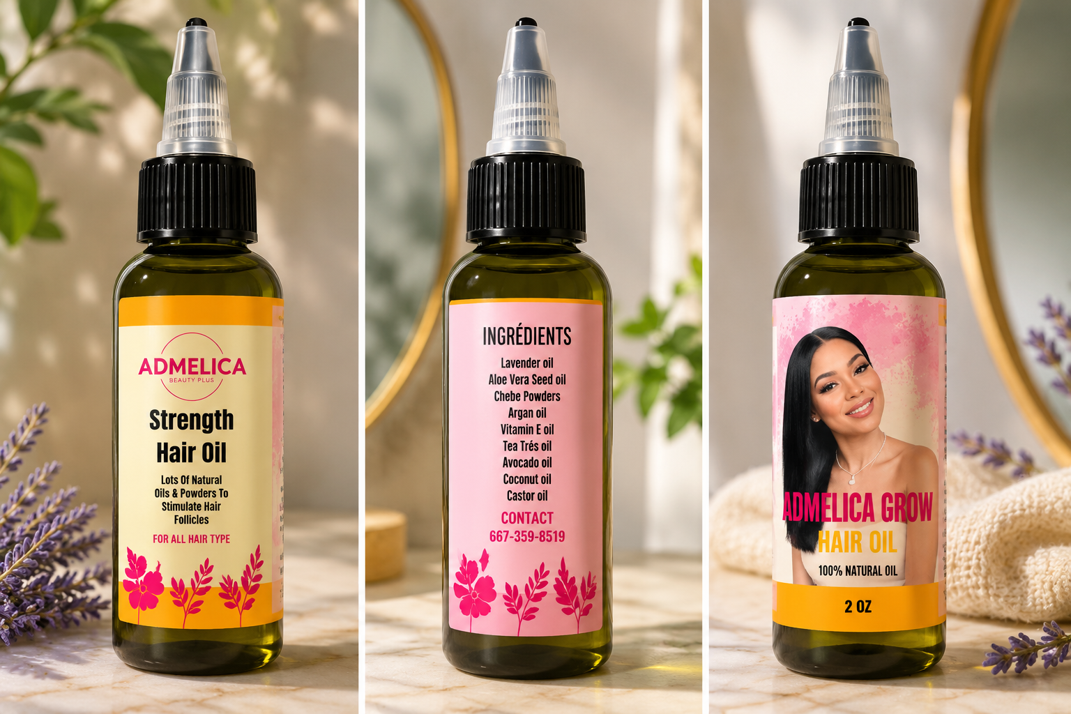 Admelica Grow Strength Hair Oil – 2oz