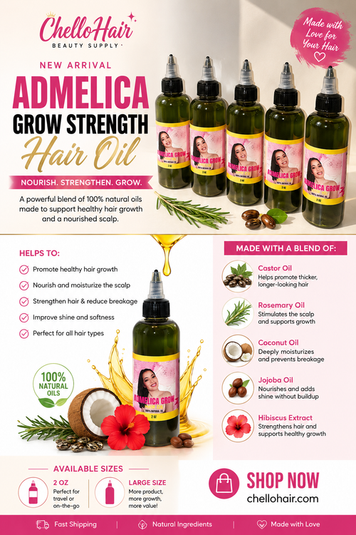 Admelica Grow Strength Hair Oil – Large Bottle